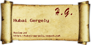 Hubai Gergely névjegykártya